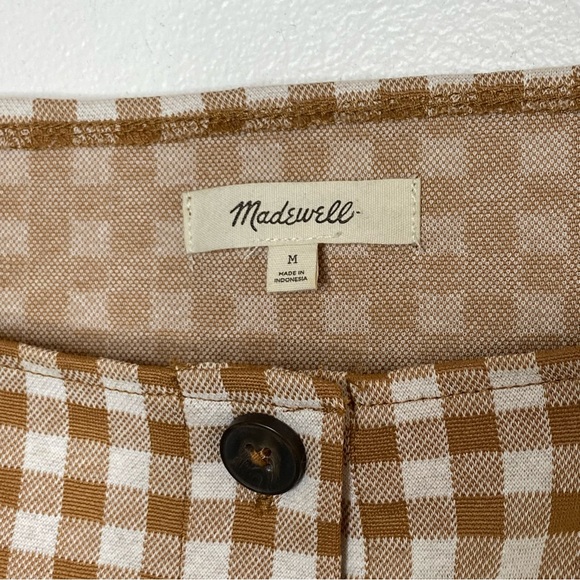 Madewell jacquard gingham square neck puff sleeve button up top - Picture 6 of 8